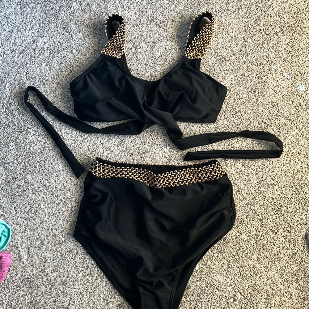 Lilipretty black high waisted, wrap bikini.